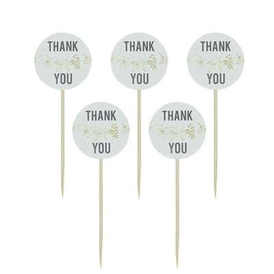 Thank you cake toppers on wooden sticks for celebrations