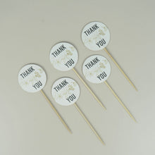 5.5 Inch Round Thank You Tag Cupcake Topper With Bamboo Skewer
