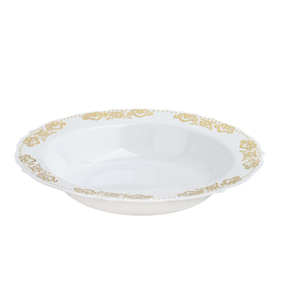 Elegant white bowl with gold floral design