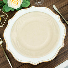 Natural Bagasse Material Dinner Plates 10 Inch 50 Pack Biodegradable Ribbed Rim Style