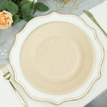 Biodegradable Dinner Plates 10 Inch 50 Pack Natural Color Bagasse Material Ribbed Rim Style