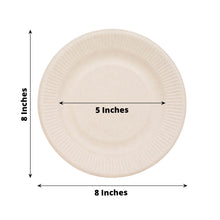 50 Pack Of 8 Inch Biodegradable Dessert Plates Natural Color Bagasse Material Ribbed Rim Style