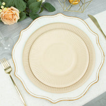 Biodegradable Dessert Plates 8 Inch 50 Pack Natural Color Bagasse Material Ribbed Rim Style