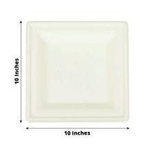 10 Inch Square Dessert Plates Biodegradable Bagasse White