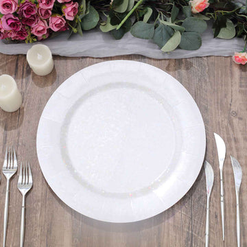 Iridescent Leather Textured Disposable Charger Plates - Add Elegance to Your Table