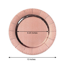 Disposable Round Charger Plates 13 Inch Rose Gold With Glitter Rim