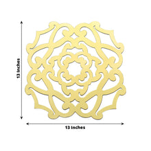 6 Pack Metallic Gold Laser Cut Flower Design Cardboard Placemats, 13inch Disposable Dining Table Mat