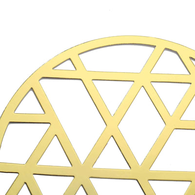 Geometric yellow wall art cutout on a white background