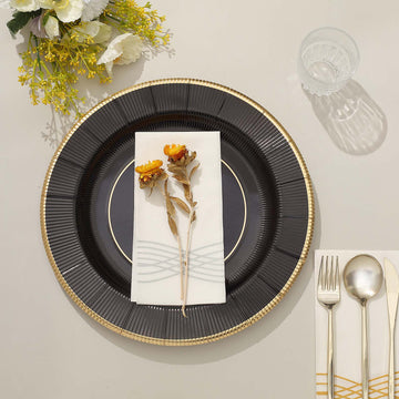 Convenient and Stylish Black Sunray Disposable Serving Plates