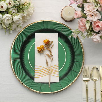 The Perfect Choice for Any Event: Hunter Emerald Green Sunray Disposable Serving Plates