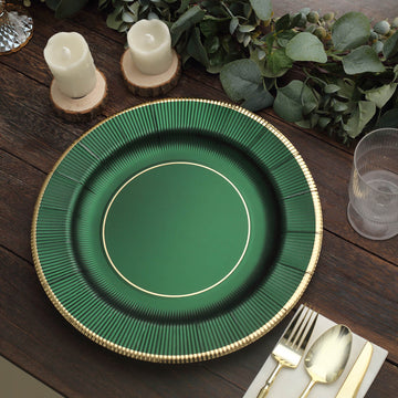 Add Elegance to Your Table with Hunter Emerald Green Sunray Disposable Serving Plates