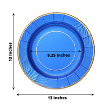 25 Pack | 13inch Royal Blue Sunray Disposable Serving Plates, Heavy Duty Paper Charger Plates
