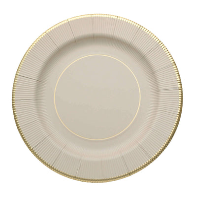 Elegant beige plate with gold rim detail