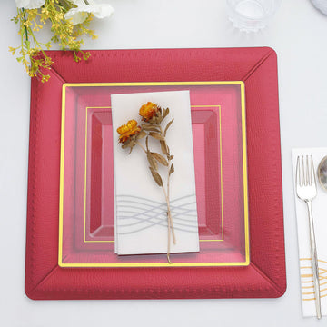 Stylish and Convenient Burgundy Disposable Service Plates