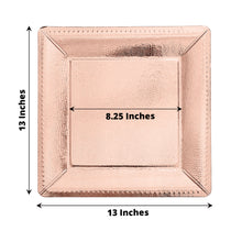 Pack Of 10 Rose Gold Square 1100 GSM Charger Cardboard Plates In 13 Inch 