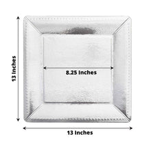 Pack Of 10 Silver Square 1100 GSM Charger Cardboard Plates In 13 Inch 