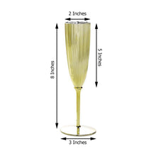 6 Pack Plastic Champagne Glasses In Gold 5oz Disposable