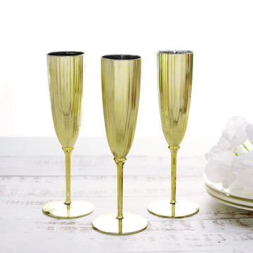 Unleash the Glamour with Metallic Gold Disposable Champagne Flutes