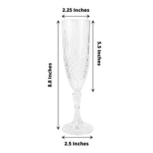 6 Pack | 8oz Clear Crystal Cut Reusable Plastic Champagne Glasses, Shatterproof Wedding Toast