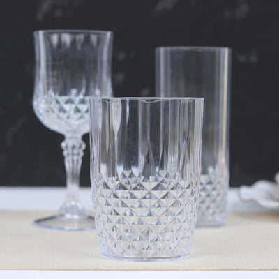Crystal glassware set with elegant patterns and shapes.