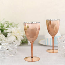Blush Rose Gold 8oz Disposable Plastic Wine Glasses 6 Pack