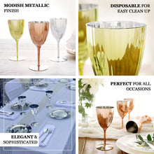 6 Disposable Plastic Wine Glasses In Rose Gold 8oz