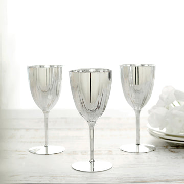 Stylish and Practical Silver Plastic Wine Glasses