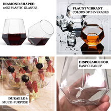 Plastic Diamond Whiskey Cups Clear 12 Pack 12 Oz Stemless Wine Glasses