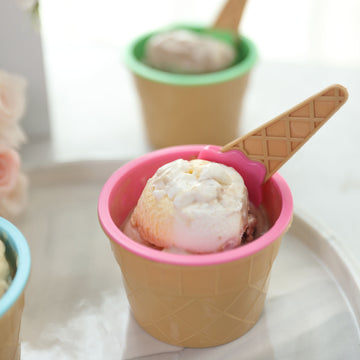 Dessert Cups with Waffle Design Spoons