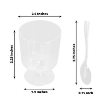 24 Pack | 5oz Clear Mini Ribbed Pedestal Plastic Dessert Cups With Spoons