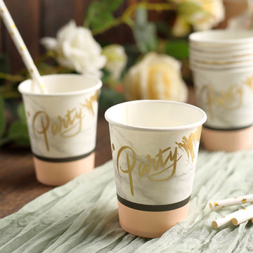 Blush Marble Paper Cups for Stylish Events