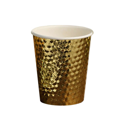 Gold honeycomb patterned paper cup for parties and events