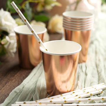 Stylish and Elegant Metallic Rose Gold Paper Cups