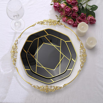 Stylish and Practical Black and Gold Appetizer Plates