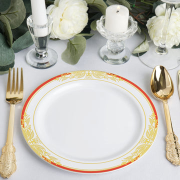 Elegant White With Red Rim Plastic Appetizer Salad Plates