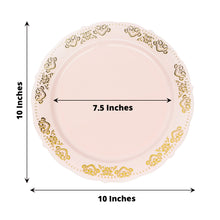 Gold Embossed 10 Inch Blush Rose Scalloped Edge Dinner Plates