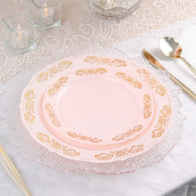 Round Scalloped Edge Plates In Blush Rose Gold For 10 Inch Dinner