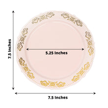 Gold Embossed 7.5 Inch Blush Rose Scalloped Edge Dessert Plates