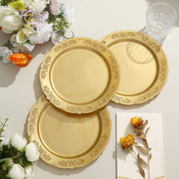 Convenience Meets Elegance with Gold Embossed Hard Plastic Plates