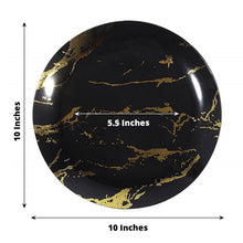 10 Inch Disposable Plastic Dinner Plates Gold And Black Marble Print