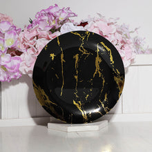 Disposable 10 Inch Gold And Black Marble Plastic Dinner Plates