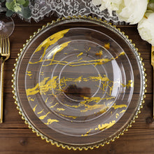 Disposable Plates 10 Inch Gold Clear Marble Print