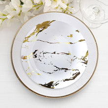 10 Inch Gold And White Marble Print Disposable Plastic Dinner Party Plates 10 Pack