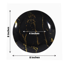 8 Inch Gold And Black Marble Plastic Plates 10 Pack
