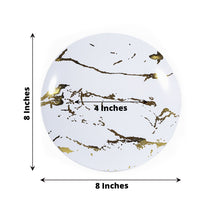 8 Inch Gold And White Marble Plastic Plates 10 Pack