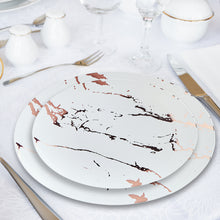 Rose Gold and White 8 Inch Marble Design Plastic Appetizer Salad Plates 10 Pack