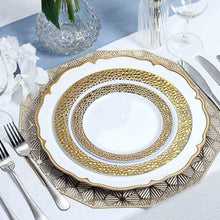 Disposable 10 Inch White Dinner Plates With Gold Rim And Hammered Design