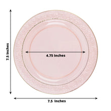 Blush Rose Plastic Plates With Hammered Design And Gold Rim 7.5 Inch