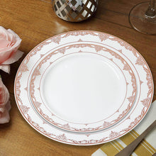 White Plastic Salad Plates 7.5 Inch With Rose Gold Lace Rim