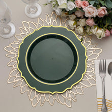 10 Inch Hunter Emerald Green Disposable Plates With Gold Rim